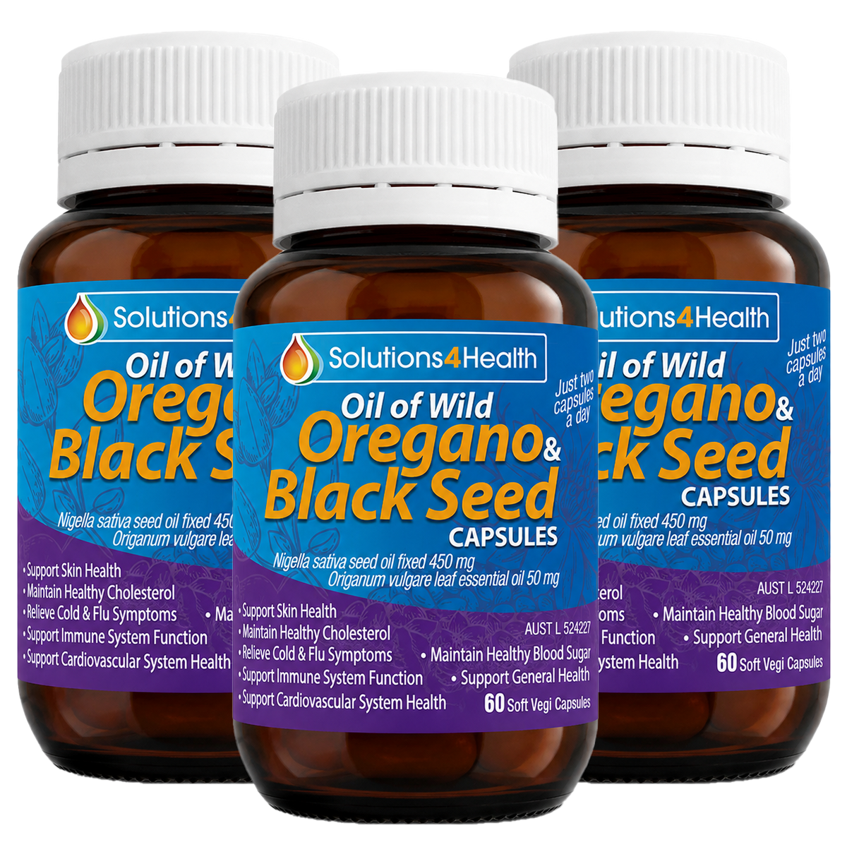Oil of Wild Oregano & Black Seed Capsules - 3 Bottle Value Buy