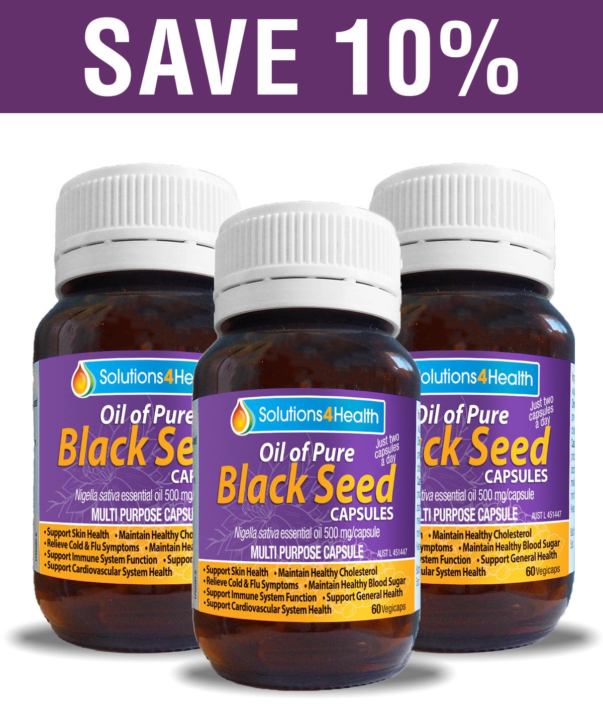 Oil of Pure Black Seed 60 Capsules - 3 Bottle Value Buy