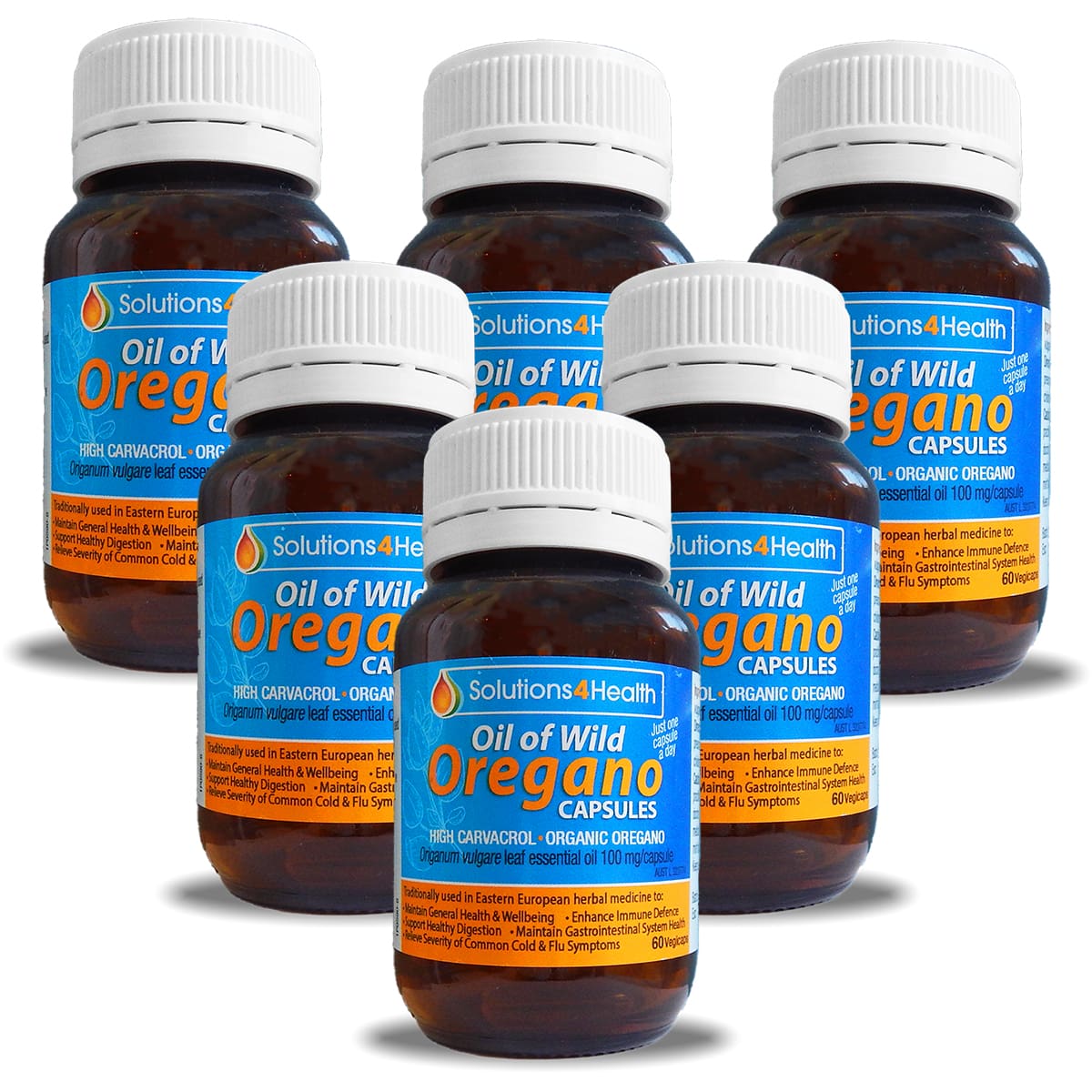 6 Bottles of Oil of Wild Oregano 60 Capsules