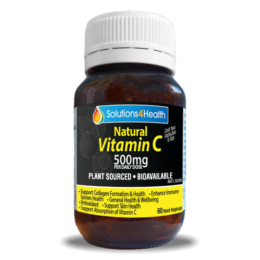 Solutions4Health Natural Vitamin C bottle on a white background with a shadow