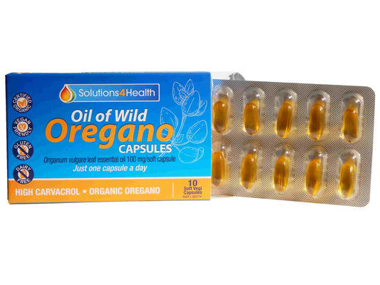 Oil of Wild Oregano 10 Capsule blister packet with inner blister pack pulled out of packet