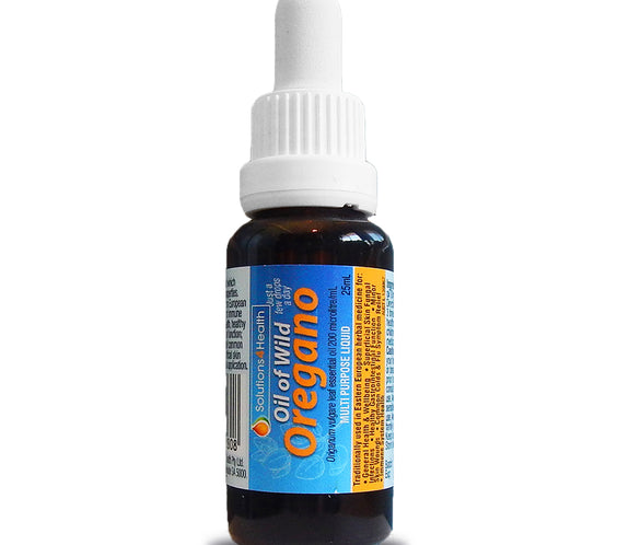 Bottle of Oil of Wild Oregano with a dropper on a white background
