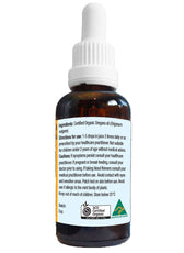 Ingredients and cautions panel of Oil of Wild Oregano liquid bottle