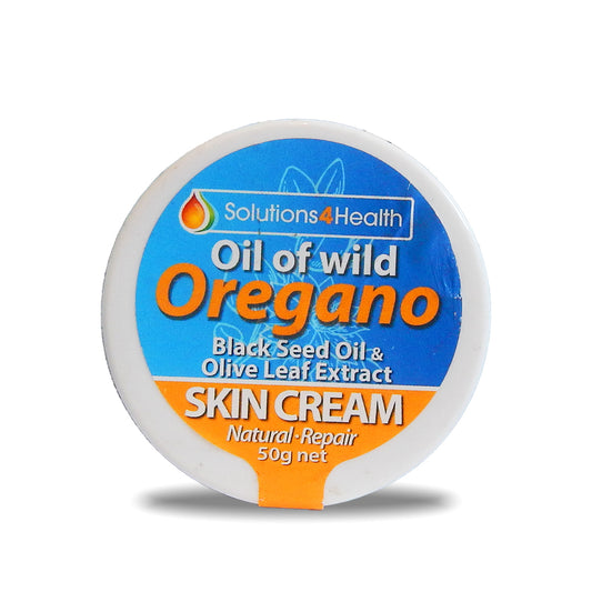 Oil of Wild Oregano with Black Seed Oil and Olive Leaf Extract Skin Cream tub on white background