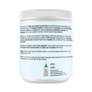 Original Greens superfood blend description panel