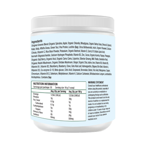 Original greens Superfood blend ingredients panel