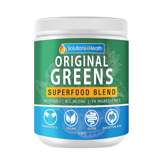 Original greens superfood blend on white background