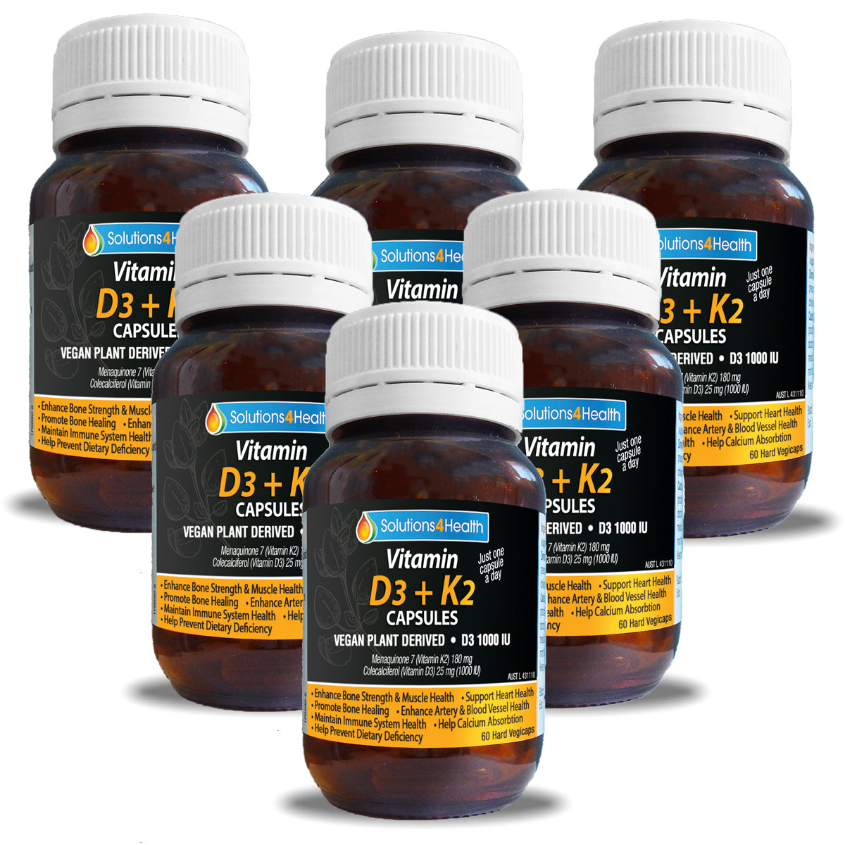 60 Capsules - Vitamin D3 + K2