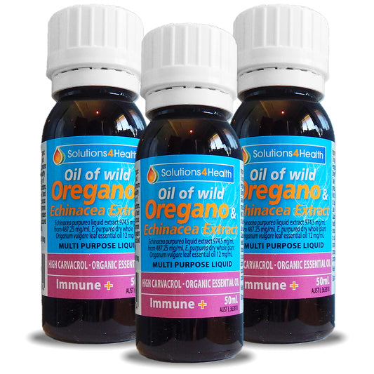 50ml Bottle – Oil of Wild Oregano & Echinacea Extract - Immune+ -3 Bottle Value Buy